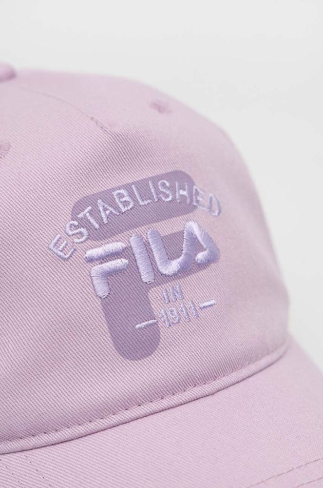 Бавовняна бейсболка Fila колір фіолетовий з аплікацією фото 2