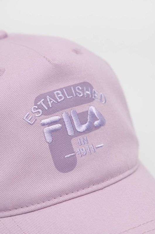 Бавовняна бейсболка Fila колір фіолетовий з аплікацією фото 2