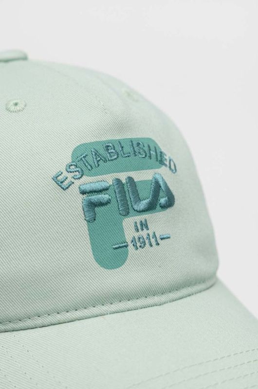 Бавовняна бейсболка Fila колір бірюзовий з аплікацією фото 2