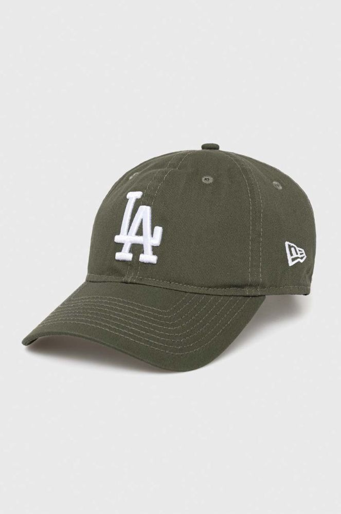 Бавовняна бейсболка New Era колір зелений з аплікацією LOS ANGELES DODGERS (3138618)