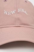 Бавовняна бейсболка New Era колір рожевий з аплікацією