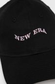 Бавовняна бейсболка New Era колір чорний з принтом