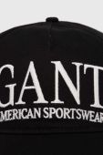 Бавовняна бейсболка Gant колір чорний з аплікацією (3013483)