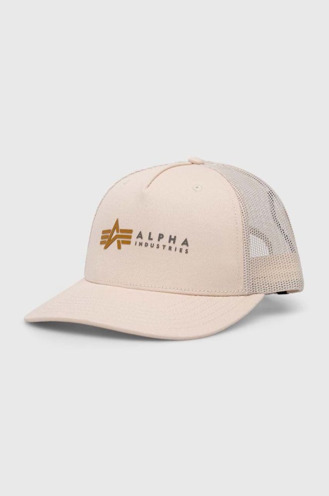 Кепка Alpha Industries колір бежевий з принтом 106901.578-StreamWhit