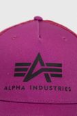 Бавовняна кепка Alpha Industries колір фіолетовий з принтом 186902.677-DarkMagent
