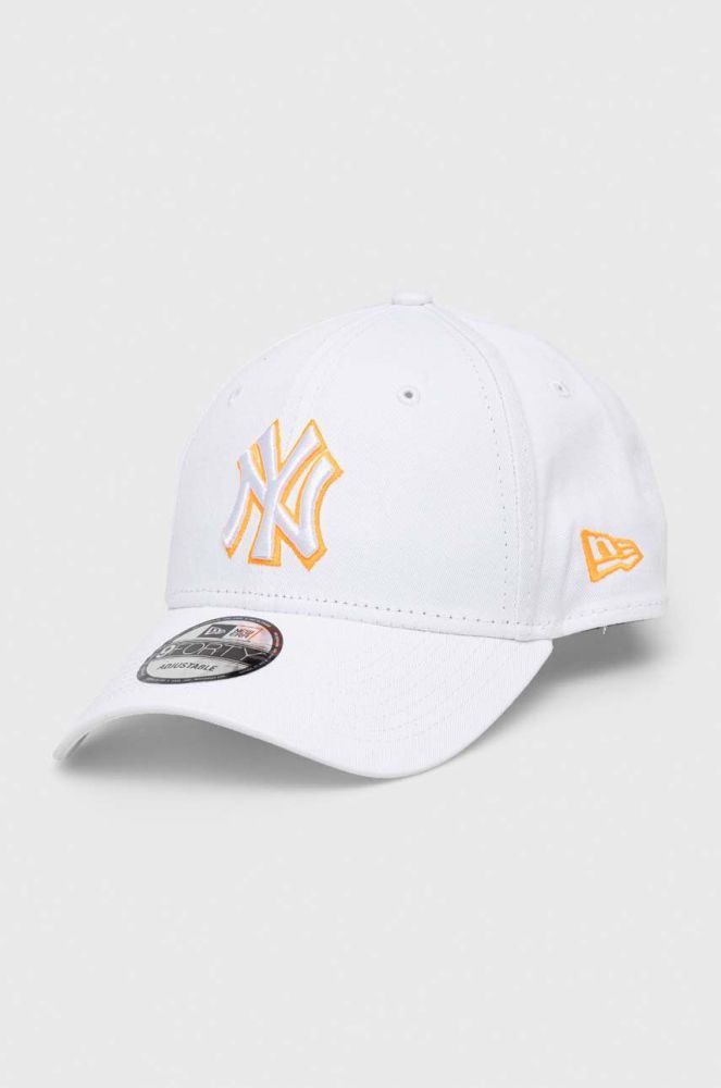 Бавовняна бейсболка New Era колір білий з аплікацією NEW YORK YANKEES