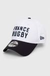Бавовняна бейсболка New Era колір білий з аплікацією FRENCH FEDERATION OF RUGBY