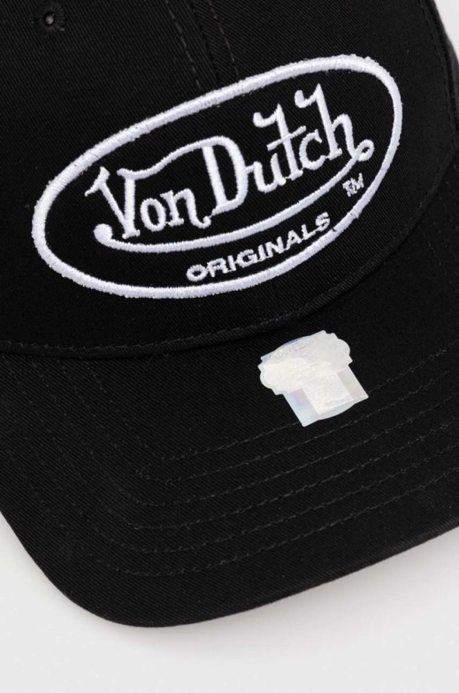 Бавовняна бейсболка Von Dutch колір чорний з аплікацією (3269603) фото 2