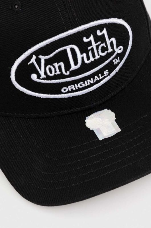 Бавовняна бейсболка Von Dutch колір чорний з аплікацією (3269603) фото 2