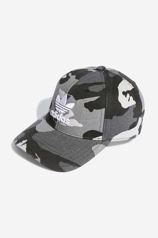 Бавовняна бейсболка adidas Originals Camo Baseball Cap колір сірий візерунок IB9195-grey