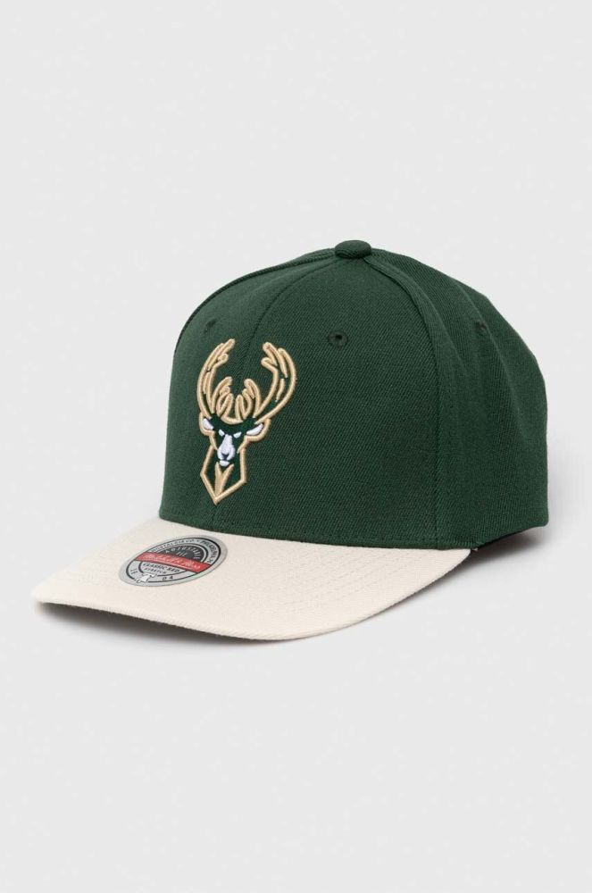 Кепка з домішкою вовни Mitchell&Ness Milwaukee Bucks колір зелений з аплікацією