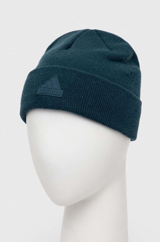 Вовняна шапка adidas Performance колір зелений вовна фото 2