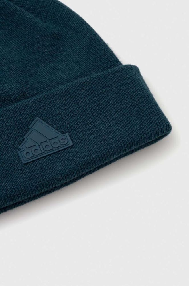 Вовняна шапка adidas Performance колір зелений вовна фото 3