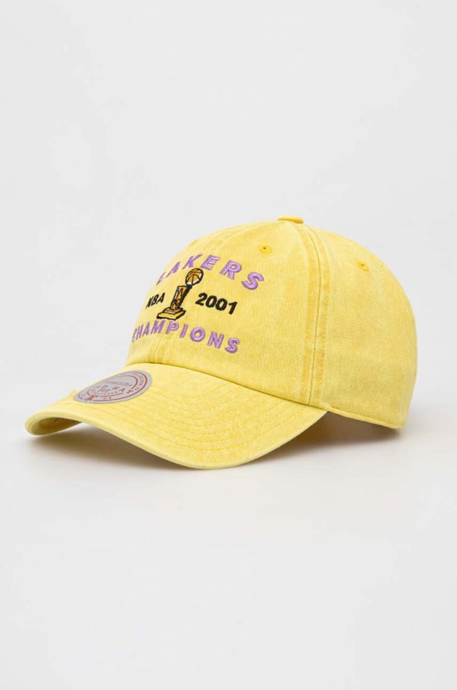 Бавовняна бейсболка Mitchell&Ness Los Angeles Lakers колір жовтий з аплікацією
