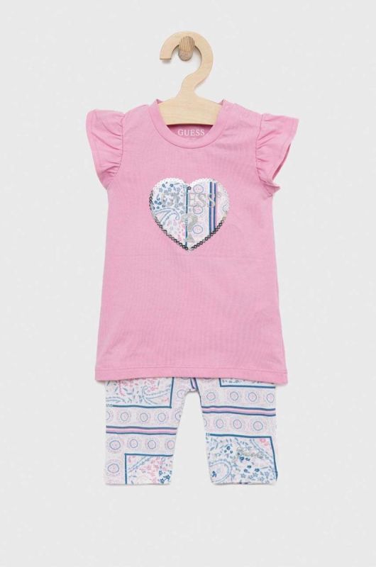 Дитячий бавовняний комплект Guess колір рожевий (3027683)