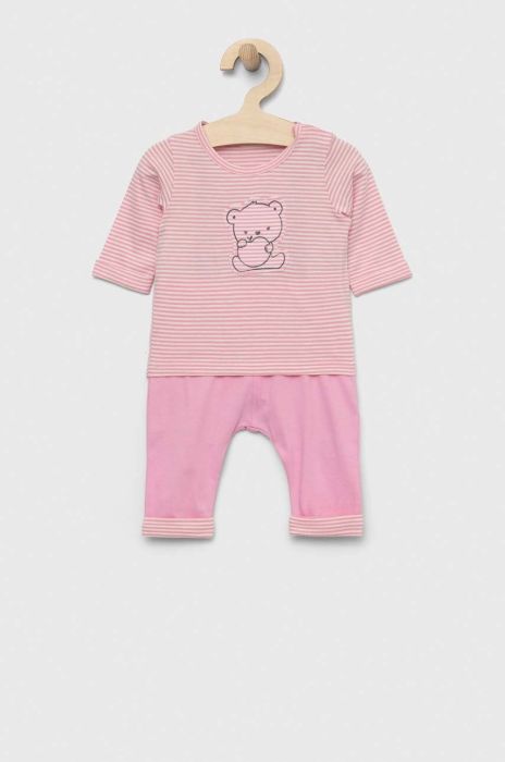 Дитячий бавовняний костюм United Colors of Benetton колір рожевий