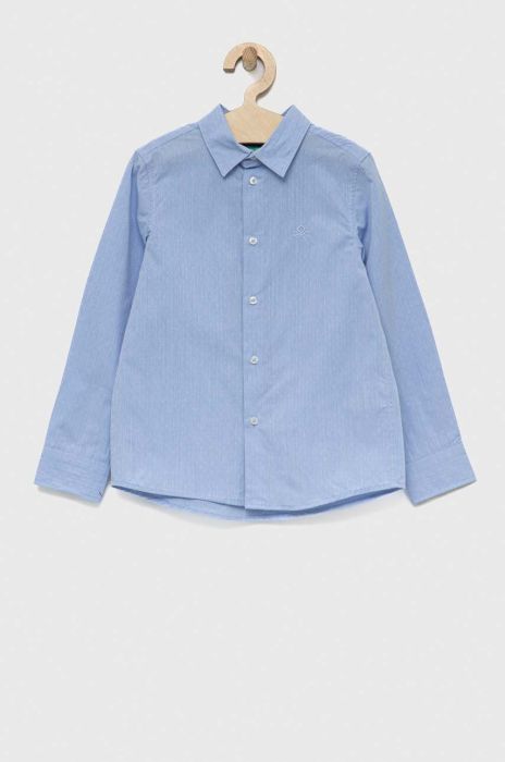 Дитяча бавовняна сорочка United Colors of Benetton колір блакитний (3166640)