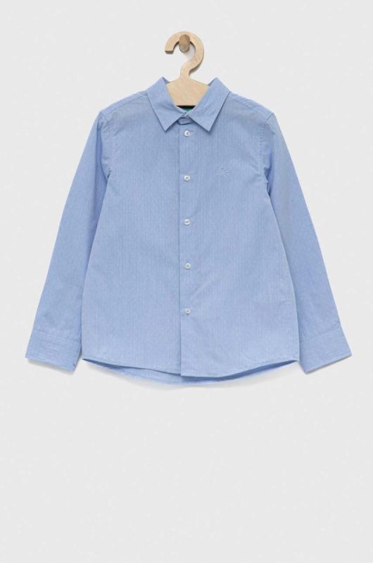 Дитяча бавовняна сорочка United Colors of Benetton колір блакитний (3166640)