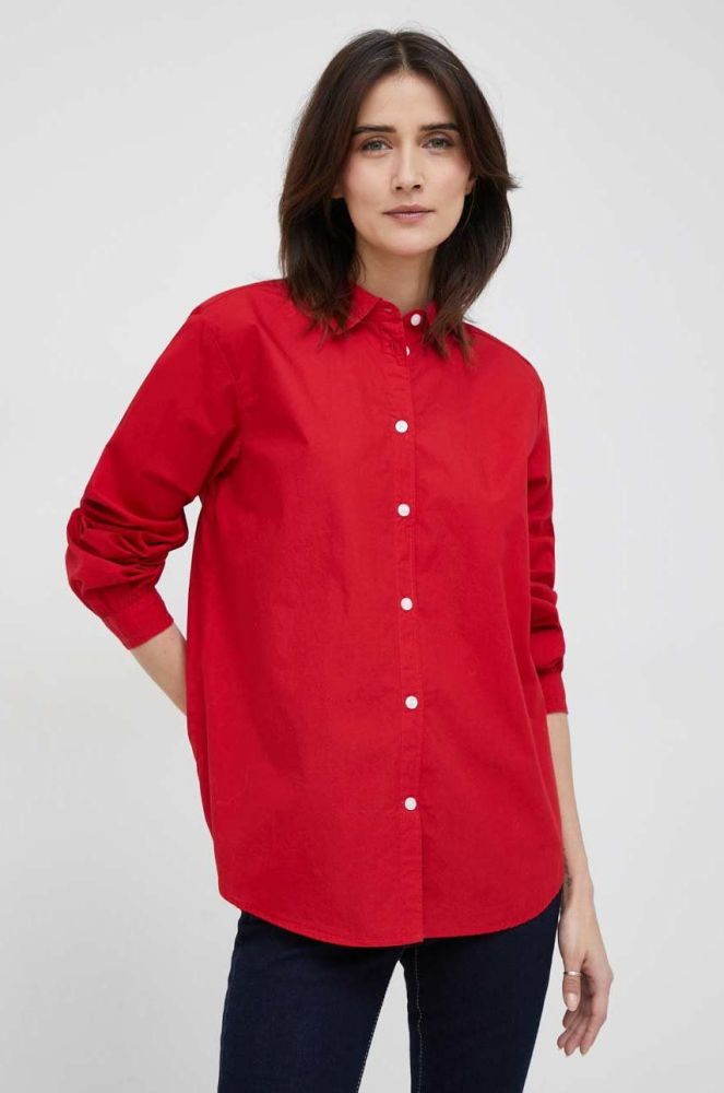 Бавовняна сорочка Tommy Hilfiger жіноча колір червоний relaxed класичний комір (2890529)