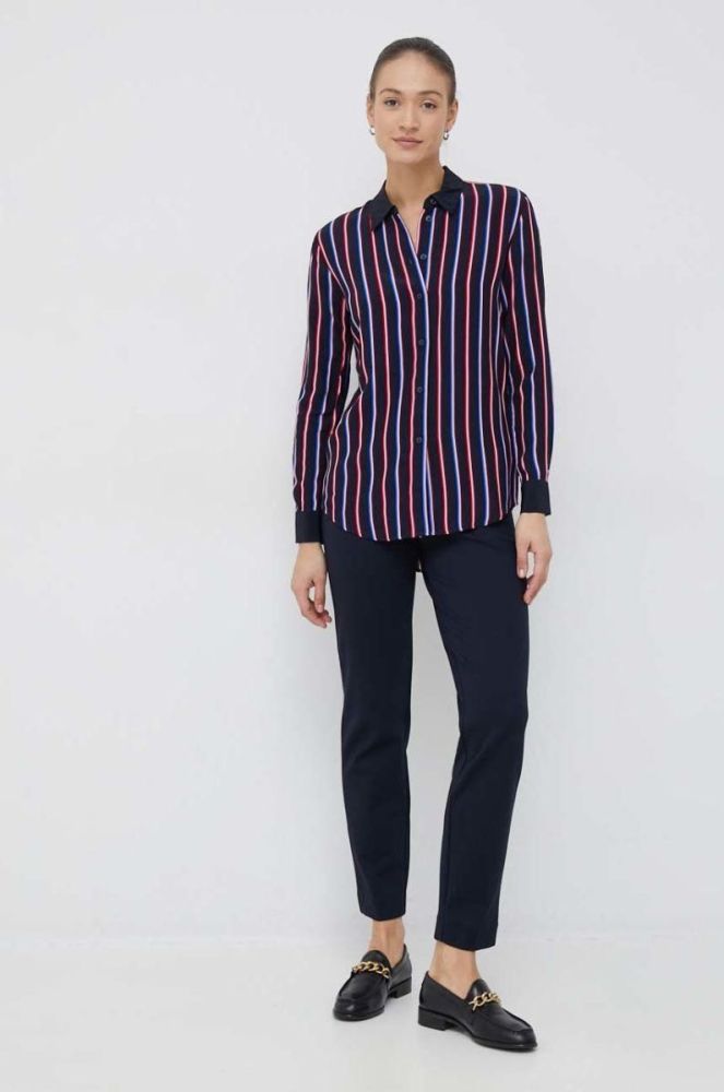 Сорочка Tommy Hilfiger жіноча колір синій regular класичний комір (2862348) фото 3