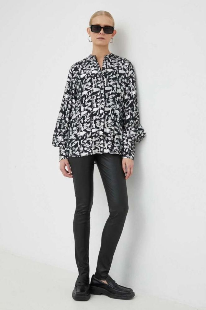 Сорочка Bruuns Bazaar Geranium Ava жіноча колір чорний regular зі стійкою фото 2