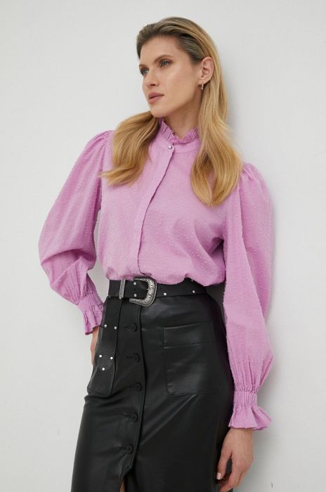 Сорочка BOSS жіноча колір рожевий regular зі стійкою