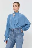 Шовкова сорочка BOSS жіноча relaxed колір блакитний