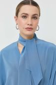 Шовкова сорочка BOSS жіноча relaxed колір блакитний