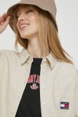 Бавовняна сорочка Tommy Jeans жіноча колір бежевий relaxed класичний комір (2960035)