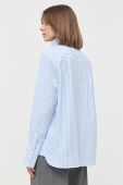 Бавовняна сорочка Custommade жіноча regular зі стійкою колір блакитний