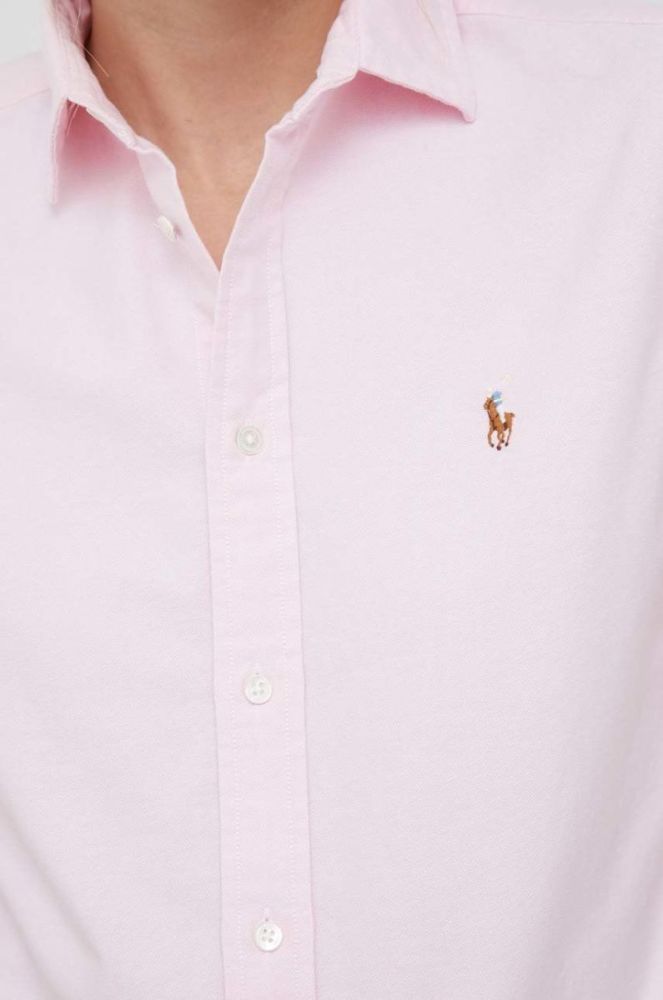 Бавовняна сорочка Polo Ralph Lauren жіноча колір рожевий regular класичний комір фото 5