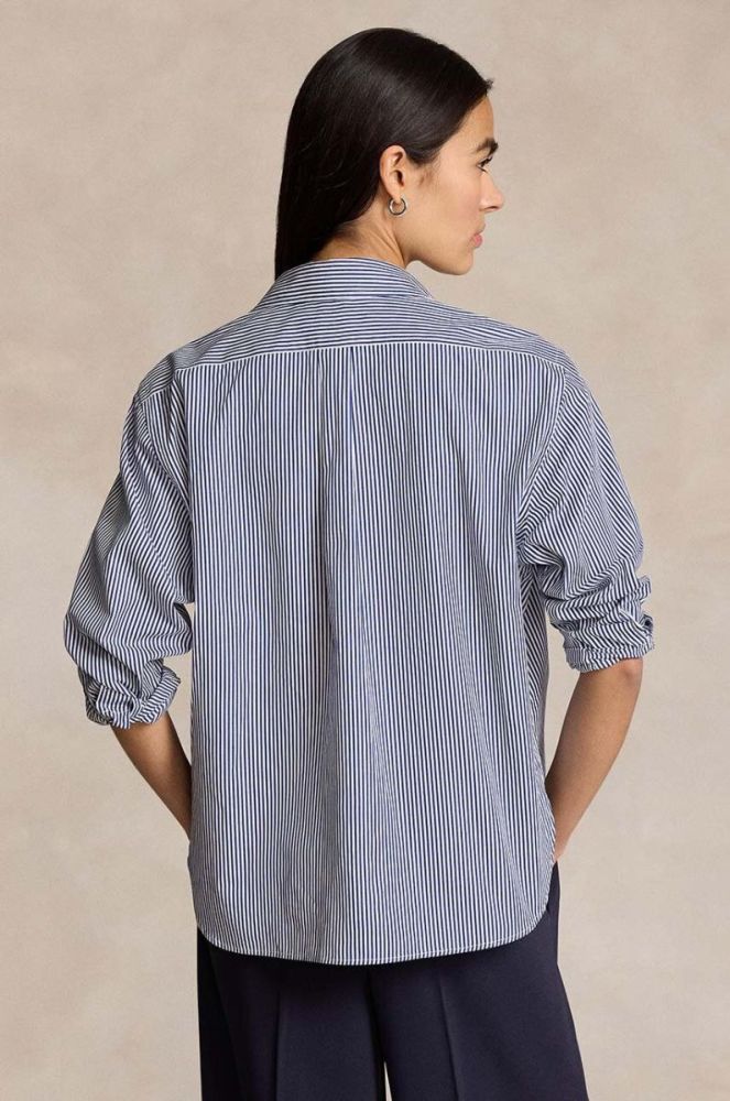 Бавовняна сорочка Polo Ralph Lauren жіноча relaxed класичний комір колір блакитний (2951065) фото 2