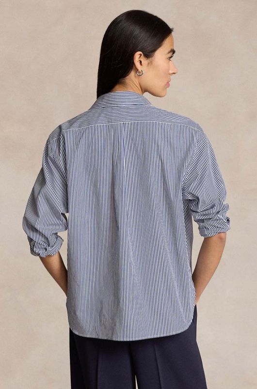 Бавовняна сорочка Polo Ralph Lauren жіноча relaxed класичний комір колір блакитний (2951065) фото 2