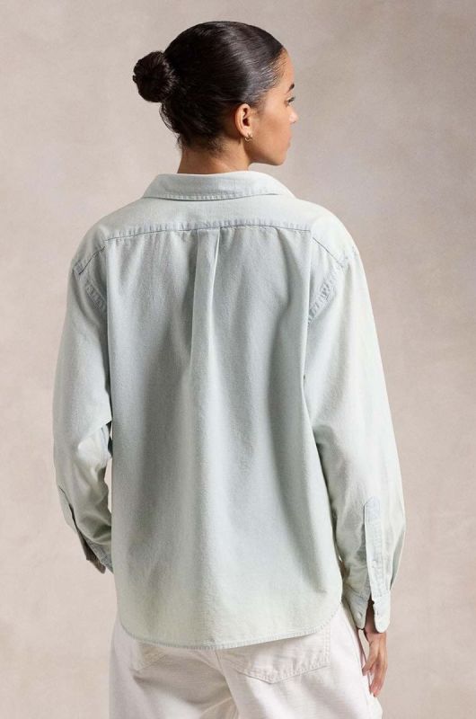Бавовняна сорочка Polo Ralph Lauren жіноча relaxed класичний комір колір блакитний (3153122) фото 2