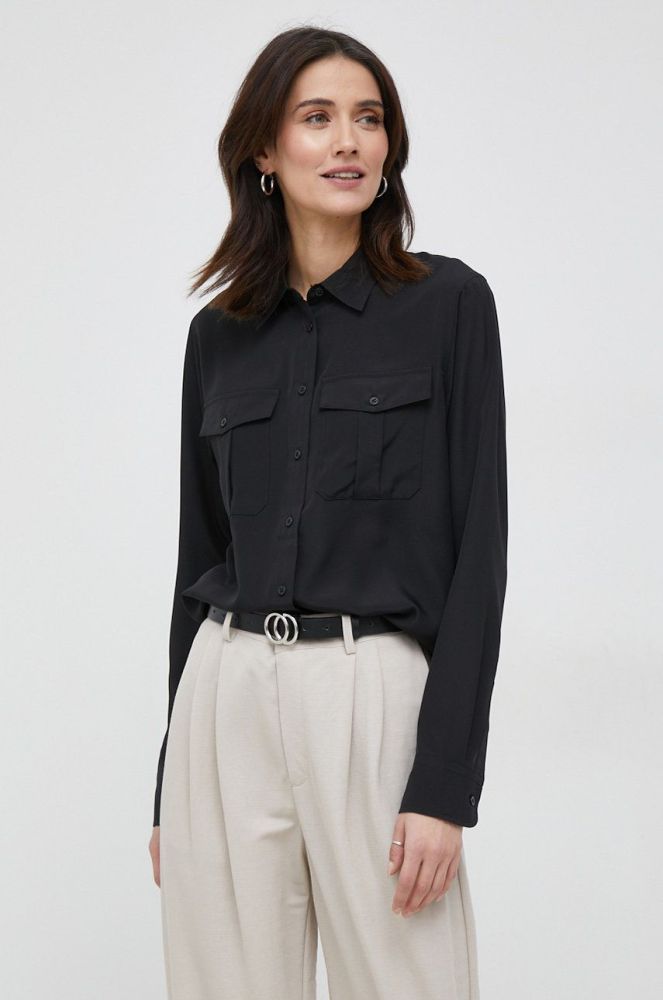 Сорочка Lauren Ralph Lauren жіноча колір чорний regular класичний комір