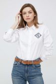 Бавовняна сорочка Lauren Ralph Lauren жіноча колір білий relaxed класичний комір