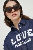 Бавовняна сорочка Love Moschino жіноча колір синій relaxed класичний комір