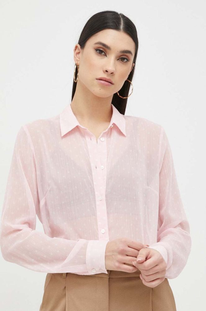 Сорочка Guess жіноча колір рожевий regular класичний комір (3044104)