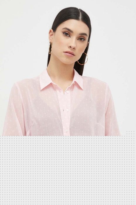 Сорочка Guess жіноча колір рожевий regular класичний комір (3044104)