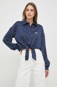 Сорочка Guess жіноча колір синій relaxed класичний комір