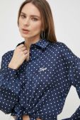Сорочка Guess жіноча колір синій relaxed класичний комір