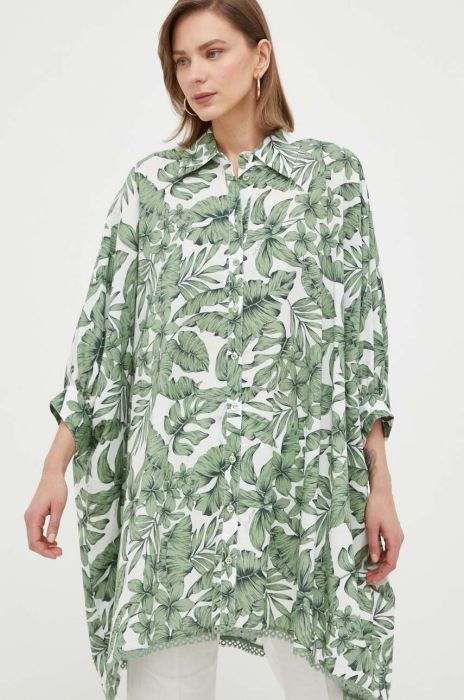 Бавовняна сорочка Twinset жіноча колір зелений relaxed класичний комір