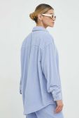 Вельветова сорочка American Vintage жіноча relaxed класичний комір колір блакитний