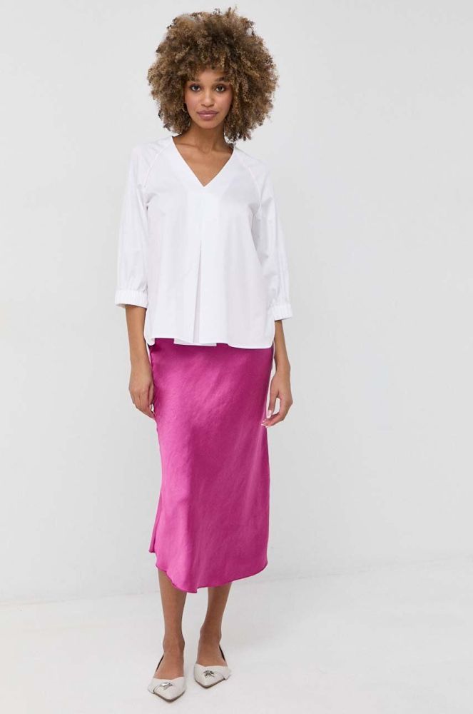 Бавовняна блузка Max Mara Leisure жіноча колір білий однотонна