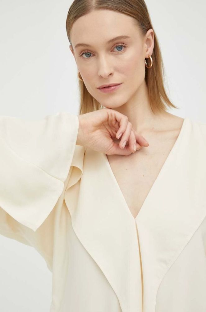 Блузка By Malene Birger жіноча колір бежевий однотонна фото 4