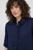 Сорочка з льону United Colors of Benetton колір синій relaxed класичний комір (3229911)