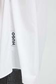 Бавовняна сорочка HUGO жіноча колір білий regular класичний комір