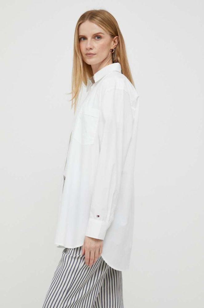 Бавовняна сорочка Tommy Hilfiger жіноча колір білий relaxed класичний комір (3250766) фото 4