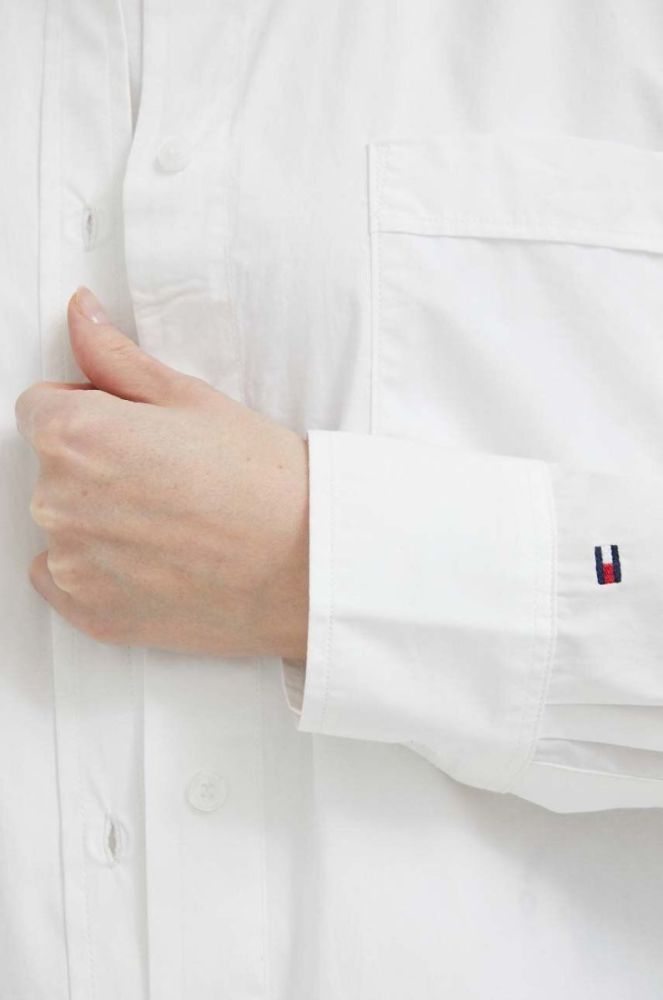 Бавовняна сорочка Tommy Hilfiger жіноча колір білий relaxed класичний комір (3250766) фото 5