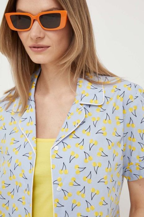 Бавовняна сорочка United Colors of Benetton жіноча regular класичний комір колір блакитний